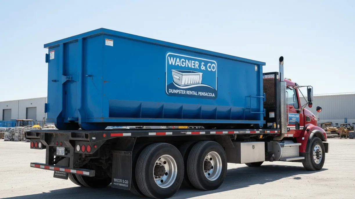 Roll-off dumpster delivery serving Milton, Florida from Pensacola Roll-off dumpster delivery serving Milton, Florida from Pensacola