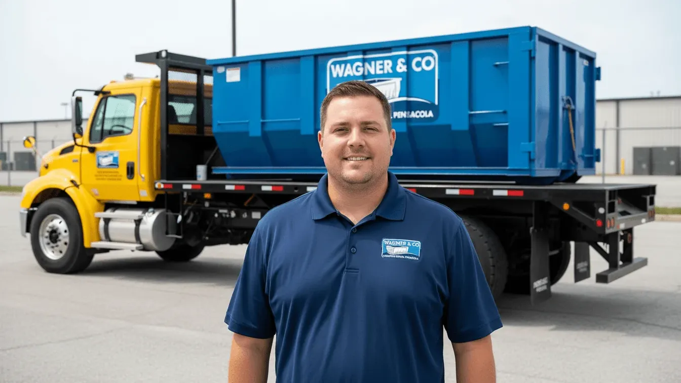 Roll-off dumpster delivery across Escambia County and northwest Florida from Pensacola, Florida Roll-off dumpster delivery across Escambia County and northwest Florida from Pensacola, Florida