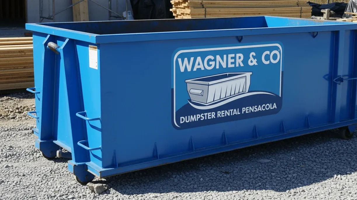 Estate cleanout checklist for Pensacola, Florida — roll-off container outside a long-held family home Estate cleanout checklist for Pensacola, Florida — roll-off container outside a long-held family home